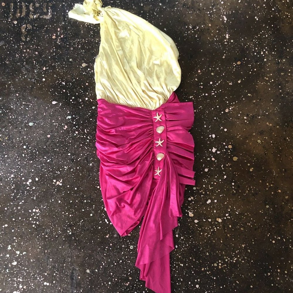 RAISA&VANESSA One Shoulder Ruched Mini Dress Fuchsia & Pistachio Green 36 NWT - Picture 6 of 9